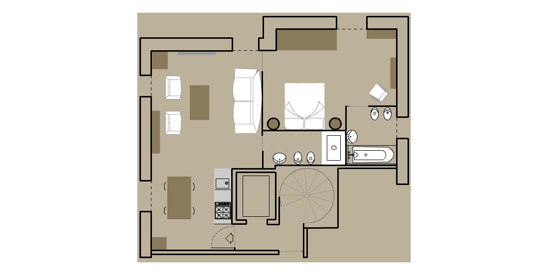 Mappa appartamento mansardato con 2 bagni in affitto a Livigno